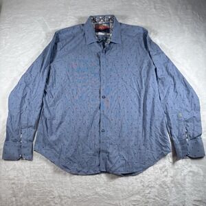 Robert Graham Long Sleeve Button Up Shirt Classic Fit Blue Men's X-Large